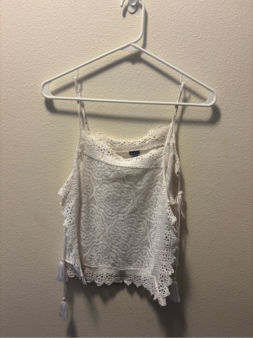 Lace Crochet Sleeveless Tank Top - White Loft Beach Cover Up